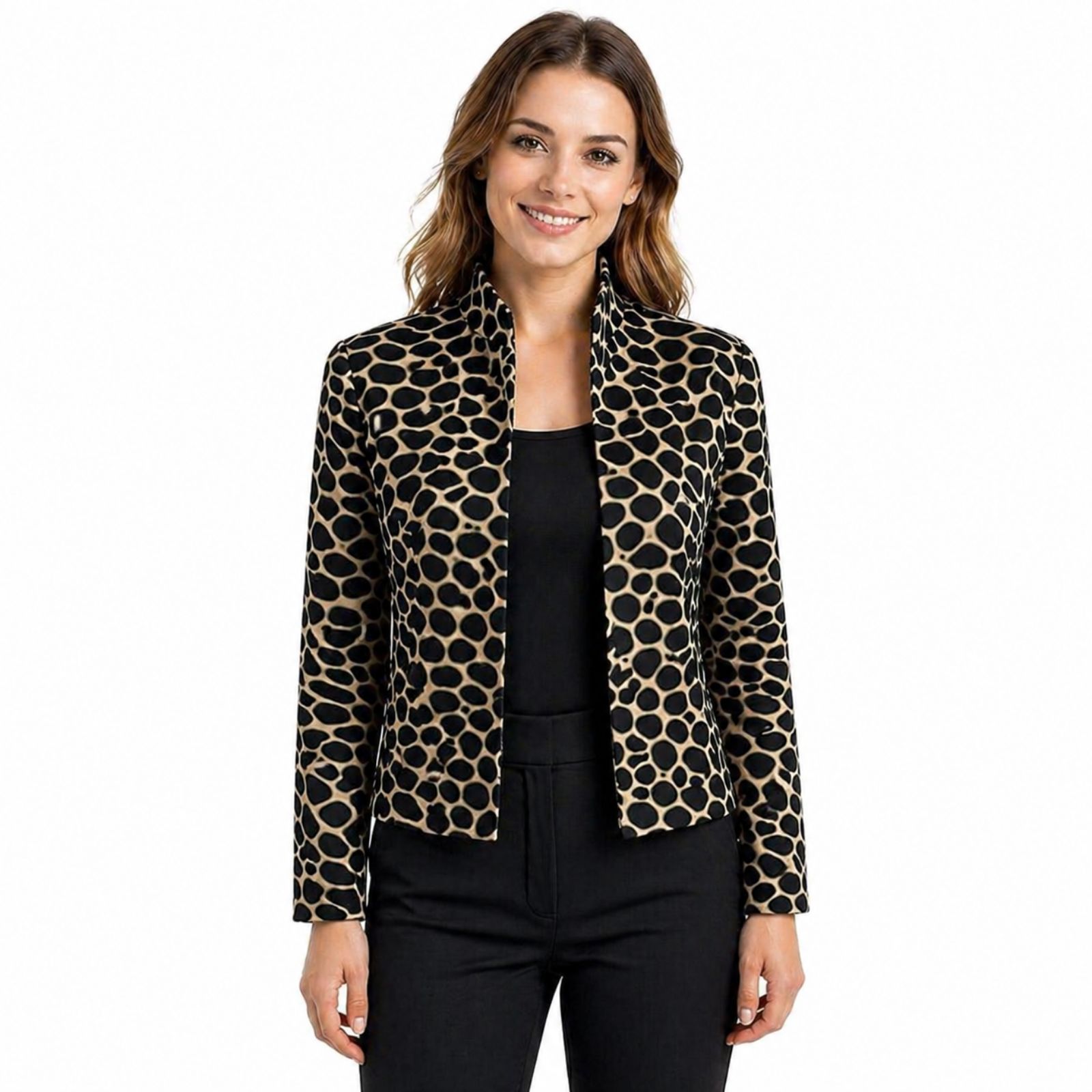 Elliott Lauren Luxurious Short Jacket Size 4 Giraffe Animal Print